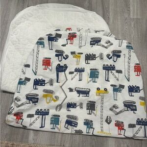 Pottery Barn Kids Construction fitted Mattress sheet with Mattress liner